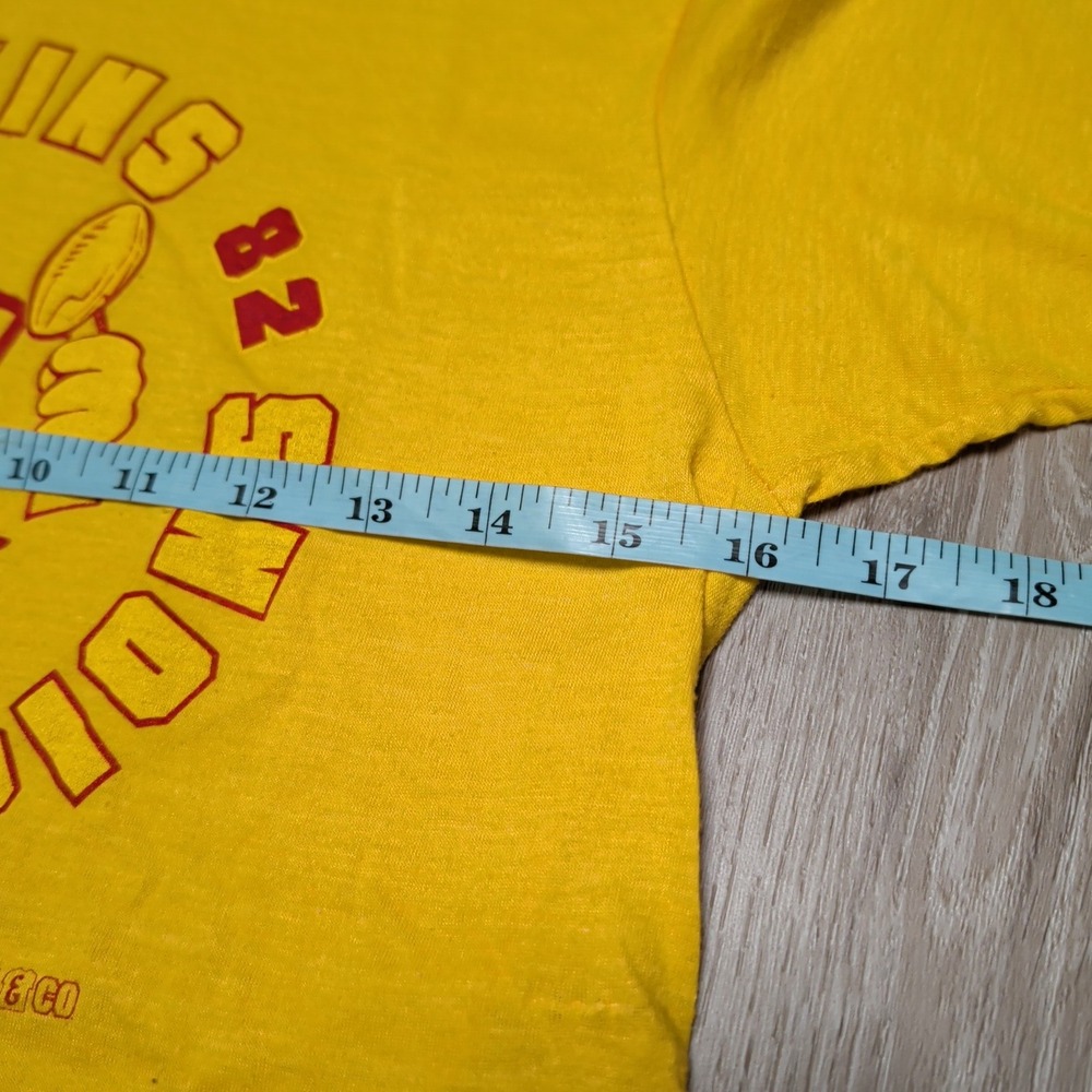 Vintage 1982 Skins World Champions Yellow T-Shirt Youth M Single Stitch Redskins - Picture 5 of 6